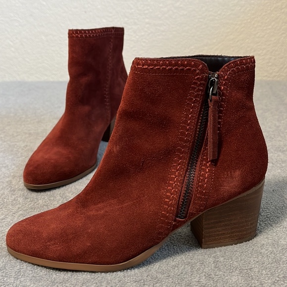 Sole Society Suede Boots Booties Size 7.5 Ankle Block Heel Boho Western - Picture 11 of 11